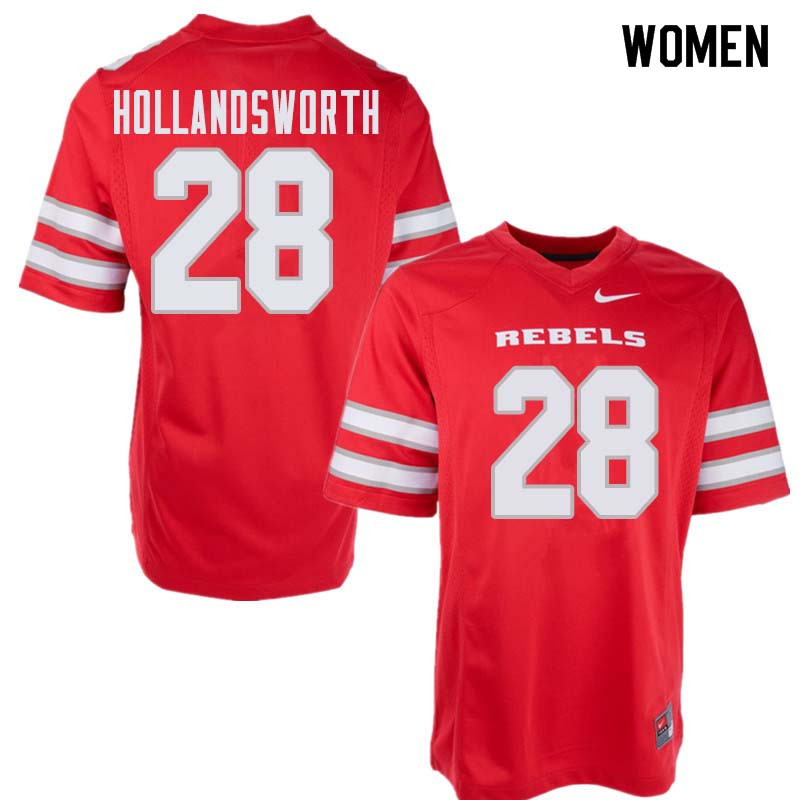 Women's UNLV Rebels #28 Tariq Hollandsworth College Football Jerseys Sale-Red - Click Image to Close